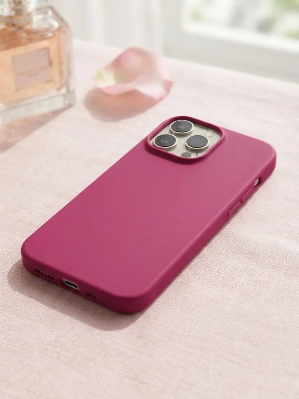 Magenta Silicone Case for iPhone 15 Pro Max - Vibrant Hot Pink